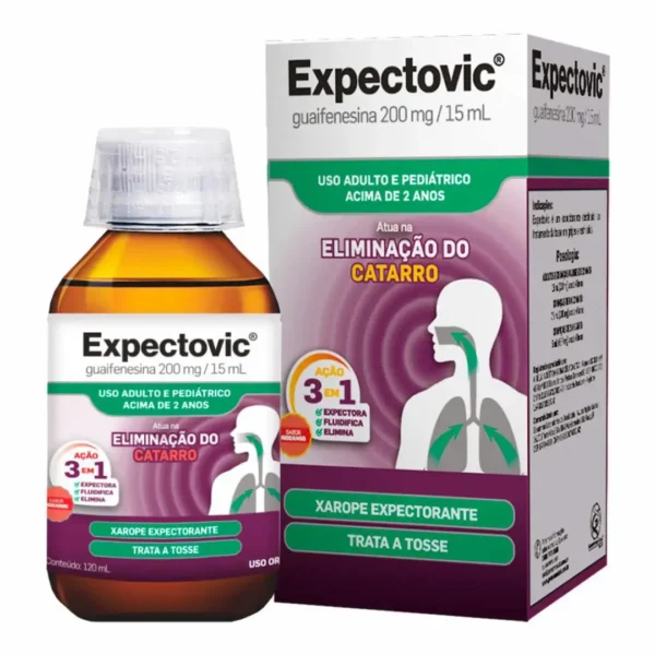 Expectovic Guaifenesina 200mg/15ml Sabor Morango Xarope 120ml